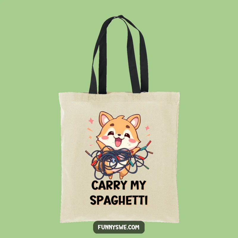Funny Energetic Animal Wires Tote Bag - Carry Your Tech Joy