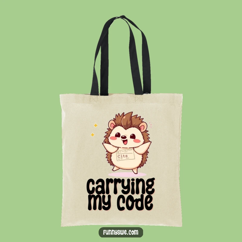 Funny Kawaii Hedgehog Tote Bag - Cute & Clever Code Accessory