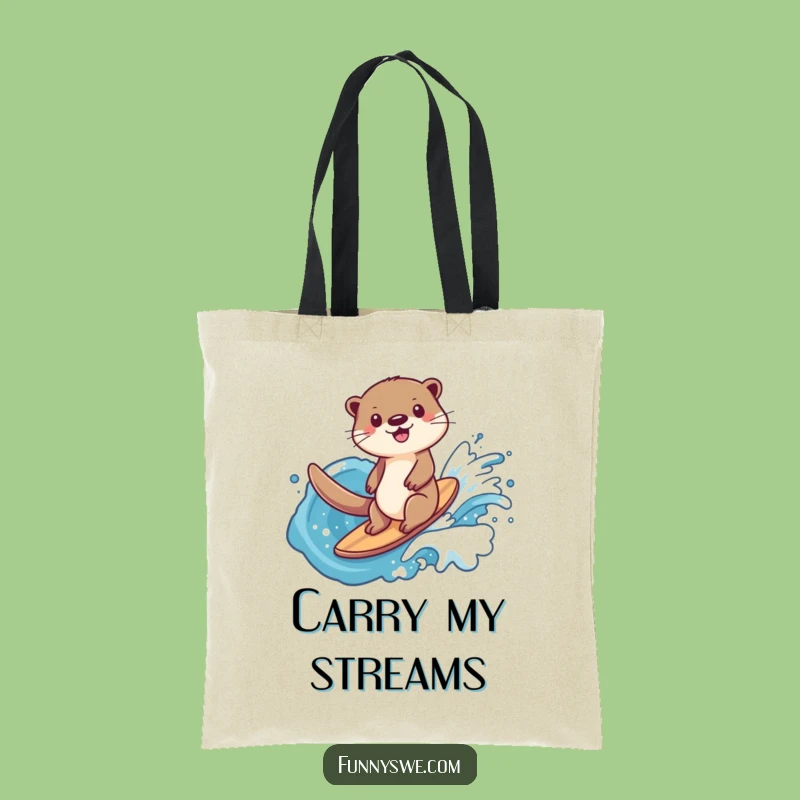 Funny Otter Data Surfer Tote Bag: Carry Your Data, Tech Fun, Perfect Gift
